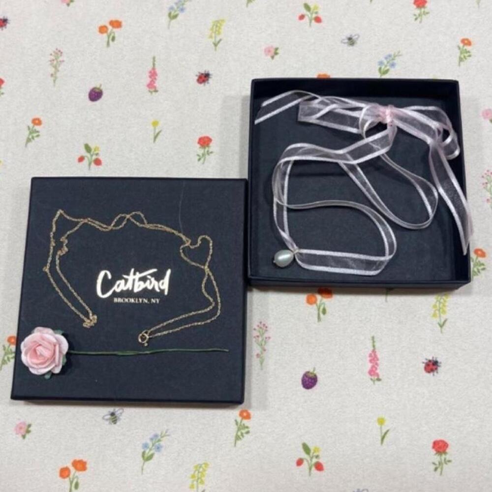 Catbird 14k Solid Gold Necklace 16.5in + Pearl Pendant Necklace 🦢